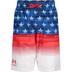 Under Armour Boys Medium Freedom Americana Volley Swim Shorts Trunks Drawstring